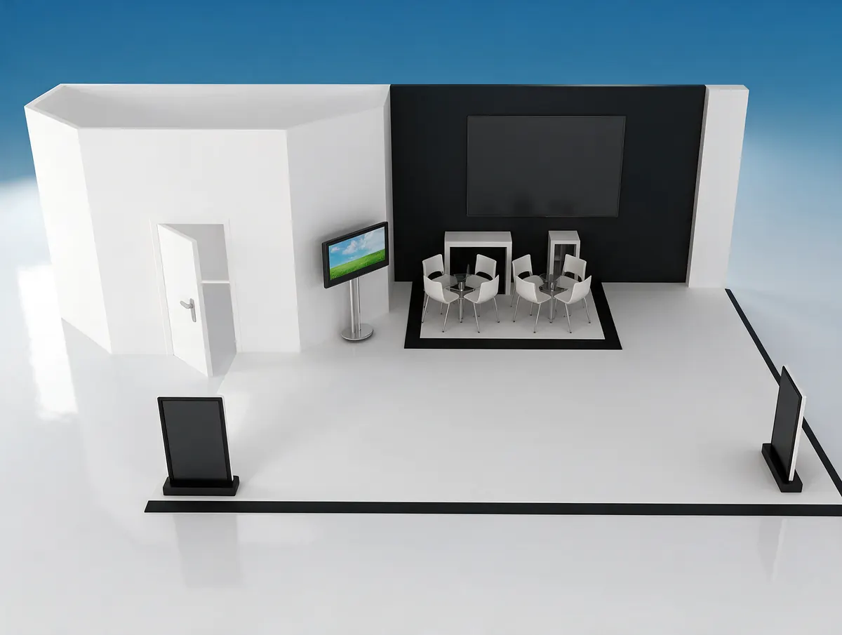 Stand misto da Z5 com paredes brancas e pretas